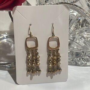 Gold dangle‎ beaded earrings vintage